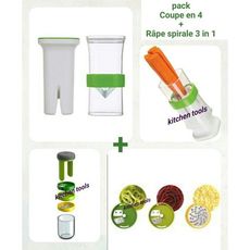 Pack : Coupe Légumes et Fruits + Râpe légumes et fromage spirale 3in1. au meilleur prix au Maroc