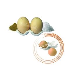 Set Petit Déjeuner : Beurrier+ Salière et poivrier en forme d’œufs. au meilleur prix au Maroc