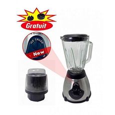 SUPER BLENDER AVEC MOULIN BOL EN VERRE ET CONCASSEUR A GLACE 700W+2 PIECE DE RECHANGE GRATUIT au meilleur prix au Maroc