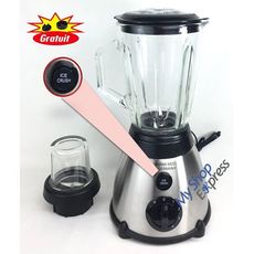 MIXEUR BLENDER BOL EN VERRE AVEC BOUTTON ICE CRUSH + MOULIN EPICES + 2 PIECES DE RECHANGES au meilleur prix au Maroc