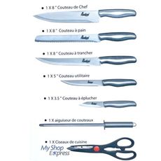 SET DE COUTEAUX INOX - 8 PIECES AVEC SUPPORT ROTATIF au meilleur prix au Maroc