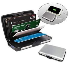 PORTEFEUILLE ALUMINIUM AVEC CHARGEUR | CHARGEUR - POWER BANK 2000 MAH |2 EN 1 | ORGANISATEUR DE CARTES ET CHARGEUR TELEPHONE au meilleur prix au Maroc