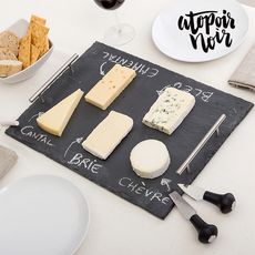 Plateau en Ardoise Rectangulaire pour Fromages avec Accessoires Atopoir Noir au meilleur prix au Maroc