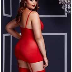 Body rouge & porte jarretière no panty grande taille Baci Lingerie BW3109-REDQS au meilleur prix au Maroc