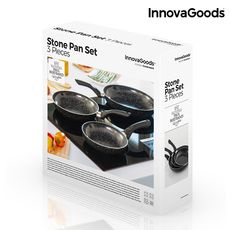 Ensemble de Poêles avec Revêtement Effet Pierre InnovaGoods (3 Pièces) au meilleur prix au Maroc
