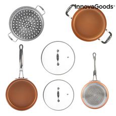 Batterie de Cuisine avec Cuiseur-Vapeur Copper-Effect InnovaGoods (6 Pièces) au meilleur prix au Maroc