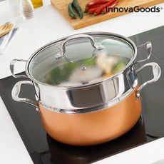 Batterie de Cuisine avec Cuiseur-Vapeur Copper-Effect InnovaGoods (6 Pièces) au meilleur prix au Maroc