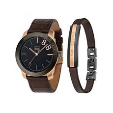 Cerruti 1881 Montre Homme et son bracelet assorti - Marron au meilleur prix au Maroc