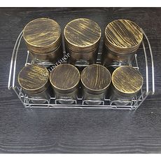 Présentoir à Epices 7 Pots INOX Bol En Verre au meilleur prix au Maroc