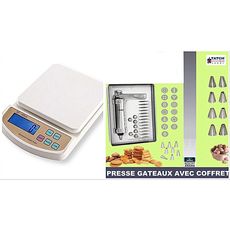 PRESSE GATEAUX INOX 13 DISQUES 8 EMBOUTS AVEC COFFRET TATCH + BALANCE DE CUISINE 10 KG au meilleur prix au Maroc