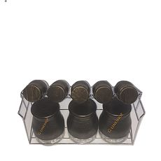 Présentoir à Epices 8 Pots INOX Bol En Verre au meilleur prix au Maroc