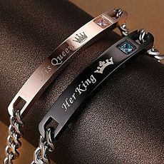 2 Bracelets couple amoureux king & Queen en acier inoxydable au meilleur prix au Maroc