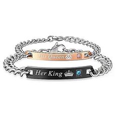 2 Bracelets couple amoureux king & Queen en acier inoxydable au meilleur prix au Maroc