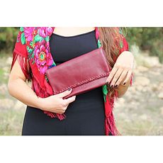 MJ POCHETTE en cuir véritable MJ- 100 % cuir véritable - BORDEAU au meilleur prix au Maroc