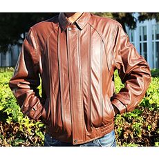 MJ Veste Jacket homme cuir véritable - cuir agneau - Tabac au meilleur prix au Maroc