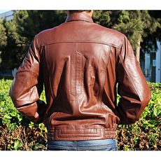 MJ Veste Jacket homme cuir véritable - cuir agneau - Tabac au meilleur prix au Maroc