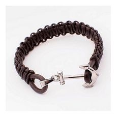 Rêve Diamant Bracelet Marine Tressé En Cuir 100% Acier - Marron + Boite Cadeau au meilleur prix au Maroc