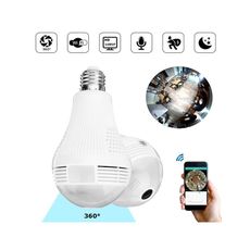 Ampoule camera espion wifi IP HD 360° avec Détection de mouvement au meilleur prix au Maroc