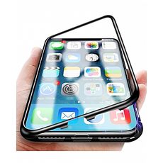 Coque pour iPhone XSMAX 360°,Avec Adsorption magnétique et Verre trempé,Noir + Transparent au meilleur prix au Maroc