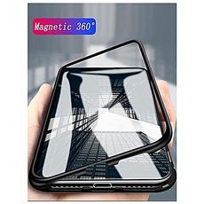 Coque pour iPhone XSMAX 360°,Avec Adsorption magnétique et Verre trempé,Noir + Transparent au meilleur prix au Maroc