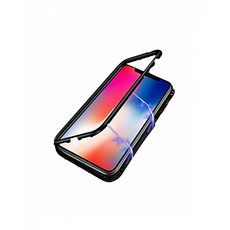 Coque pour iPhone XSR 360°,Avec Adsorption magnétique et Verre trempé,Noir + Transparent au meilleur prix au Maroc