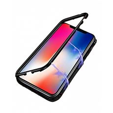 Coque pour iPhone XSMAX 360°,Avec Adsorption magnétique et Verre trempé,Noir + Transparent au meilleur prix au Maroc