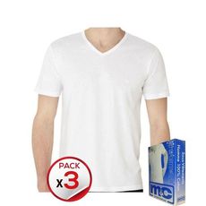 Pack x3 T-shirts Col V MC Blanc au meilleur prix au Maroc