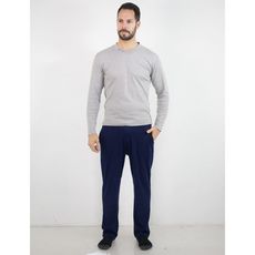 Pyjamas Col V  Gris & Noir au meilleur prix au Maroc