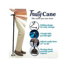 Magie Canne Pliante LED Lumière de Sécurité Bâton de Marche 4 Tête pivotant au meilleur prix au Maroc