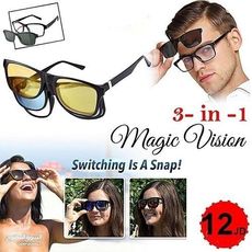 Lunettes Pratiques Magnétiques 3 en 1 - Lunettes Soleil + Lunettes Nuit + Cadre Lunettes- Magic Vision au meilleur prix au Maroc