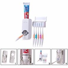 Distributeur Automatique Dentifrice avec Porte Brosse à Dent Collé au Mur au meilleur prix au Maroc