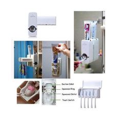 PACK 2 Distributeur Automatique Dentifrice avec Porte Brosse à Dent Collé au Mur-MZ.LUX au meilleur prix au Maroc