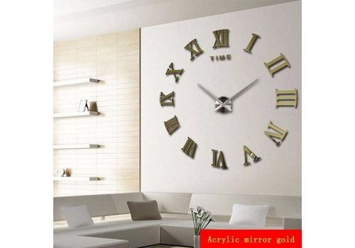 DIY Luxury 3D Wall Clock Large Size Home Decoration Art Clock Gold au meilleur prix au Maroc