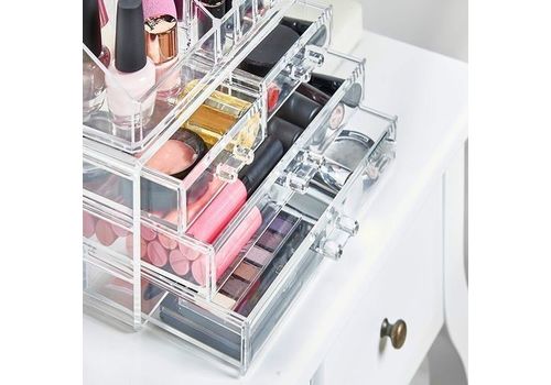 Boite de rangement pour cosmétiques, maquillage et bijoux, à tiroirs en acrylique transparent au meilleur prix au Maroc