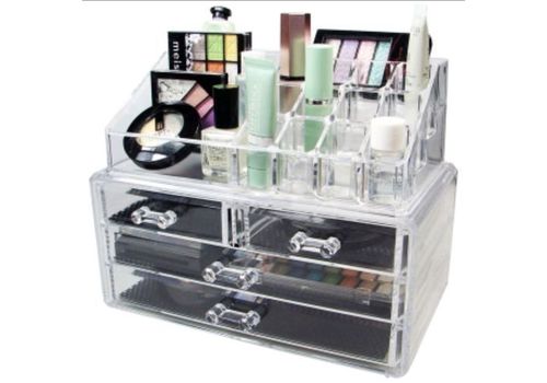 Boite de rangement pour cosmétiques, maquillage et bijoux, à tiroirs en acrylique transparent au meilleur prix au Maroc