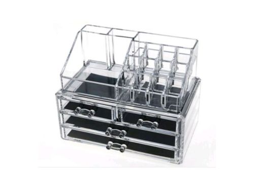 Boite de rangement pour cosmétiques, maquillage et bijoux, à tiroirs en acrylique transparent au meilleur prix au Maroc