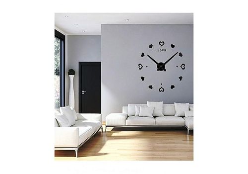 Grande horloge Murale Design 3D cœur -Noir au meilleur prix au Maroc