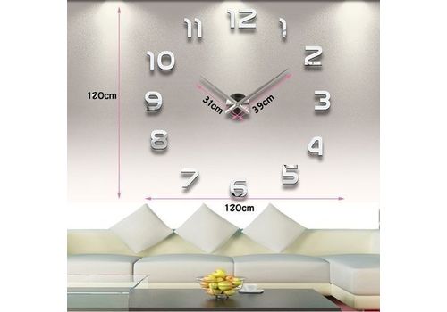Horloge Murale Design 3D 1,20m - Silver au meilleur prix au Maroc