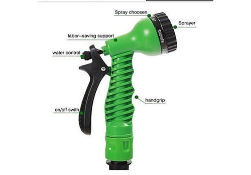 Tuyau Arrosage Extensible 45m + Pistolet à Eau 7 jets + Embouts Universels -Longueur 45 m/ 150 ft vert au meilleur prix au Maroc