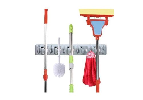 Cuisine Organisateur 5 Position Mur Monté Support De Stockage De Conservation pour Vadrouille Brosse Balai Vadrouilles Cintre ABS Accueil Organisateur au meilleur prix au Maroc