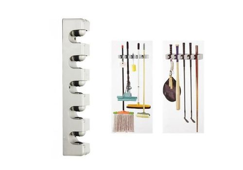 Cuisine Organisateur 5 Position Mur Monté Support De Stockage De Conservation pour Vadrouille Brosse Balai Vadrouilles Cintre ABS Accueil Organisateur au meilleur prix au Maroc