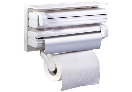 Support Rouleau De Cuisine 3-en-1 Pour Film Alimentaire Papier Serviette et Feuilles D'aluminium au meilleur prix au Maroc