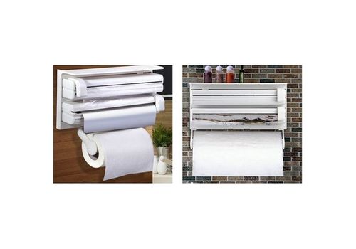 Support Rouleau De Cuisine 3-en-1 Pour Film Alimentaire Papier Serviette et Feuilles D'aluminium au meilleur prix au Maroc