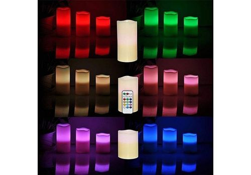 Luma Candles - Trois Bougies à LED sans Flammes en Résine Résistantes aux Intempéries pour L’intérieur et L’extérieur avec Minuterie et Télécommande et Changement de Couleur au meilleur prix au Maroc