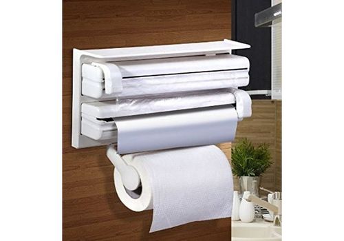 Support Rouleau De Cuisine 3-en-1 Pour Film Alimentaire Papier Serviette et Feuilles D'aluminium au meilleur prix au Maroc