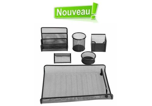 Ensemble Bureau 6Pcs Métal - Noir au meilleur prix au Maroc