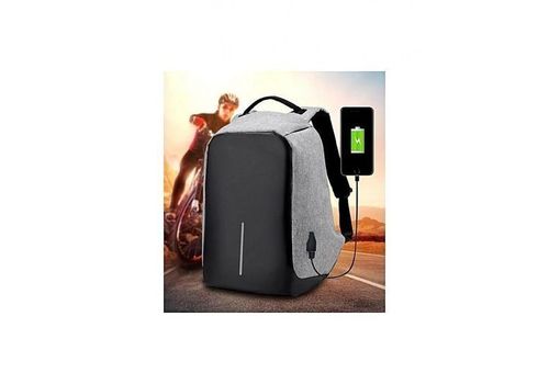 Sac à dos avec chargeur USB intégré - Gris au meilleur prix au Maroc