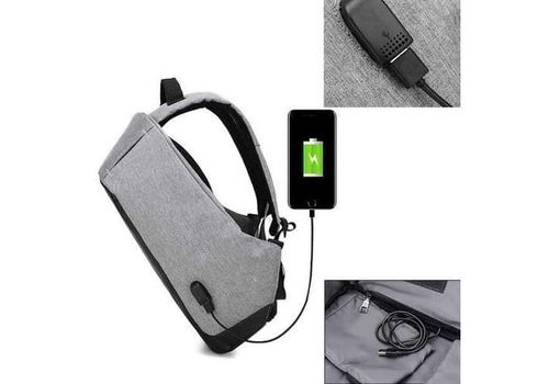 Sac à dos avec chargeur USB intégré - Gris au meilleur prix au Maroc