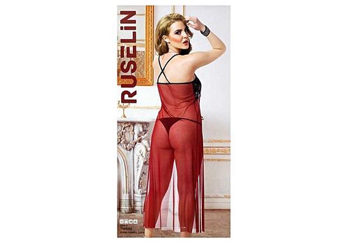 Chemise De Nuit + String Ruselin - Rouge Foncé - Noir au meilleur prix au Maroc