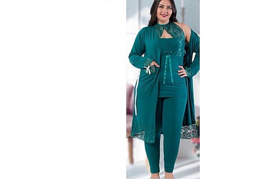 Jenika Pyjama de Nuit 3 pièce - Vert Foncé au meilleur prix au Maroc